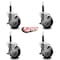 Service Caster 4'' Black Poly Swivel 3/4'' Expanding Stem Caster Set with Brake, 4PK SCC-EX20S414-PPUB-BLK-TLB-34-4 - alternate 3